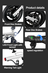 Vélo pliable pour adulte 400W avec moteur 400W, pneus de 14 pouces, triple amortisseurs, batterie au lithium, capteur de lumière - Product Image 6