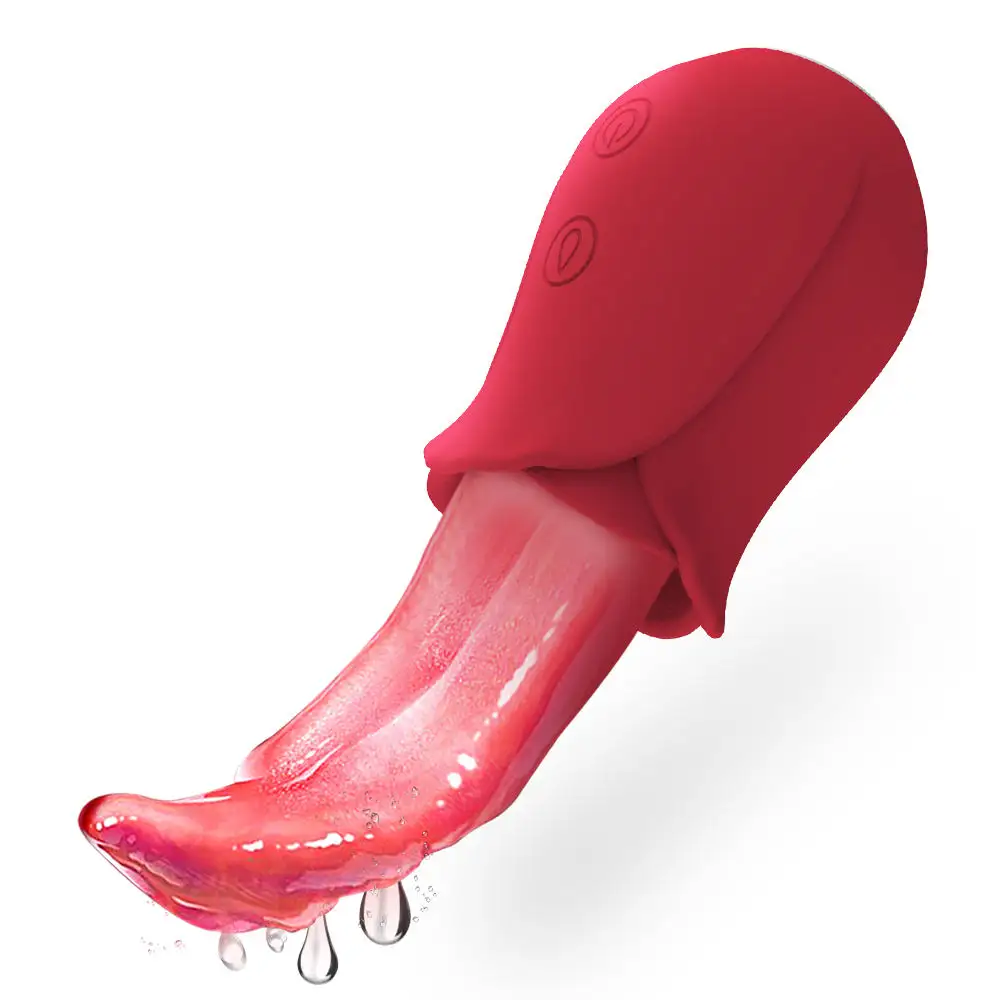 Adult Realistic Licking Tongue Rose Vibrators Pussy G Spot Clitoris Massage Clitoral Sex Toy Women Vibrator