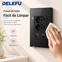 DELEFU Prise murale en verre, norme brésilienne, double prise 10A 20A avec chargeur rapide USB Type C 20W