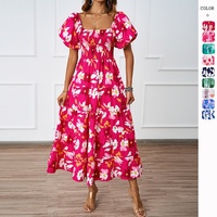 Robe d'été élégante pour femmes, décontractée, longueur au sol, nouvelle station indépendante, épaules dénudées, manches bouffantes, mousseline de soie naturelle ODM