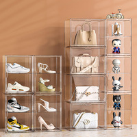 Boîte de présentation pliable classique en acrylique pour poupées, figurines, peluches, rangement transparent, étagère à plusieurs niveaux