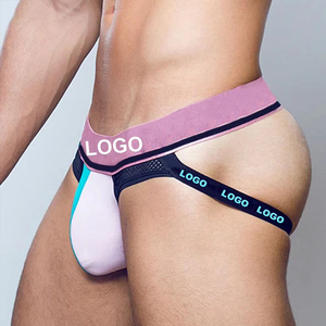 Sous-vêtements pour hommes CELINNE avec logo personnalisé, caleçons G-string, couleur unie, taille basse, respirants, en nylon et élasthanne tricoté - Product Image 6