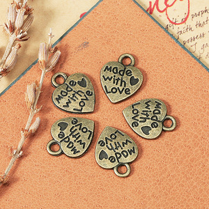 Accessori gioielli DIY 12*10MM in lega amore piccolo ciondolo Madewithlove tibetano argento cuore - Product Image 6