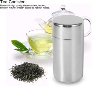 Boîtes à thé, café et sucre rondes en acier inoxydable, boîte à thé pour conserver les feuilles de thé délicates, les produits secs - Product Image 3