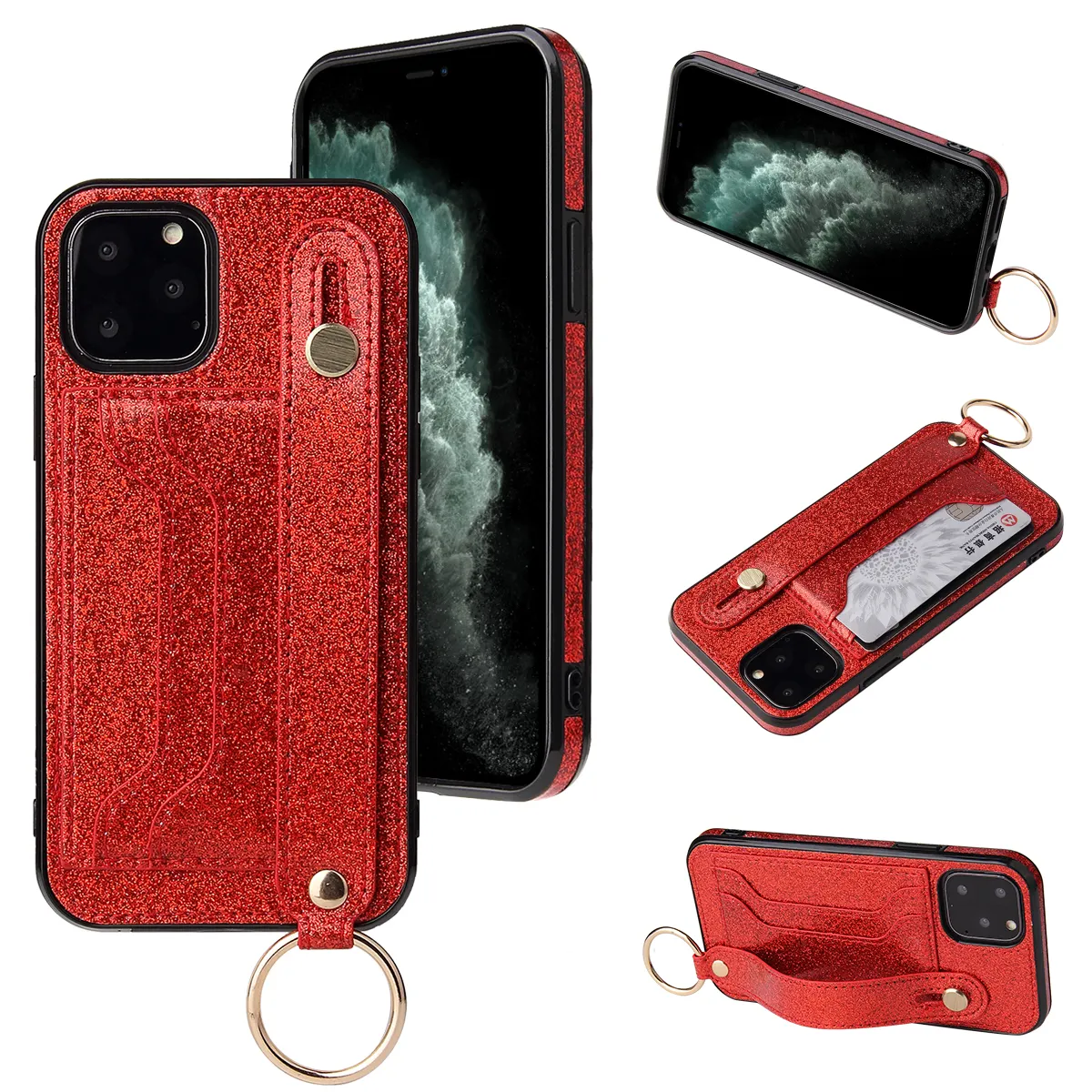 IVANHOE Glitter Bling Case For iPhone 12 7 8 6 6S Plus 5S 11 Pro Max Funda Leather Flip Book Case for iPhone X XR XS Max Cover