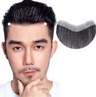AU 15x2.8cm V-Type Bio Skin Postiche Frontal Attaché à la main Remy Grade Male Patch avec cheveux chinois pour la naissance des cheveux encastrée