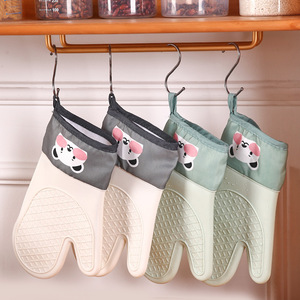 Heat Resistant <b>Silicone</b> Oven Mitts 28cm Cotton Lined Non Slip <b>Baking</b> Gloves - Product Image 4