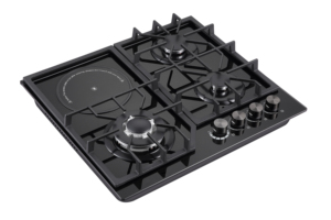 Cookermore <strong>4</strong> <strong>Burners</strong> <strong>Gas</strong> &amp; Electric Hob Black Tempered Glass Panel Built-In Kitchen Appliance - Product Image 2