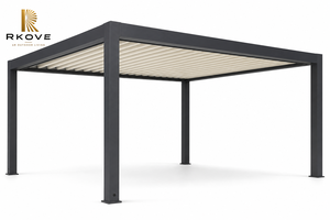 Pergola moderne en aluminium RKOVE, rectangulaire, noire, avec revêtement en poudre, pour couvrir la piscine extérieure - Product Image 2