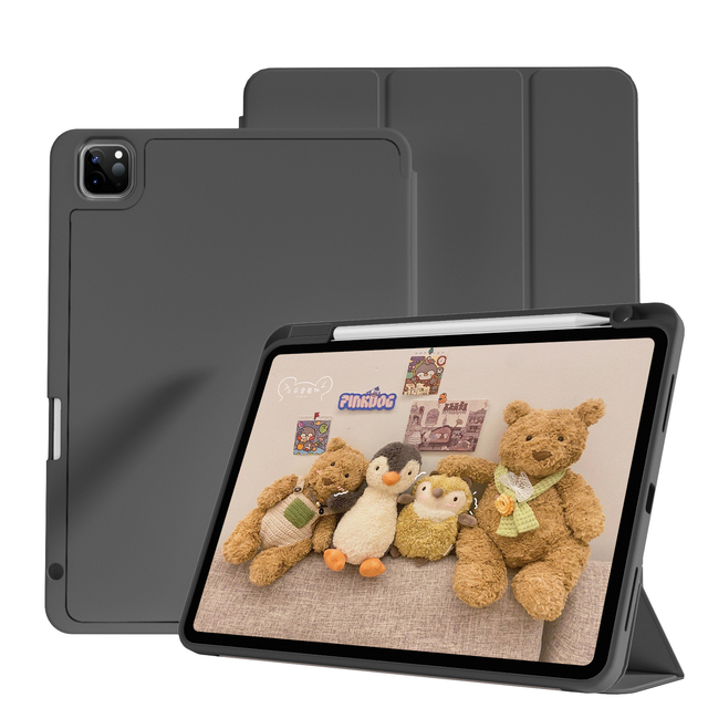 Kenke Popular Ipad Pro 12.9 Case Soft Leather Right Pencil Holder Auto Sleep Wake Tablet Cover for Ipad Pro 456 12.9 Inch Case