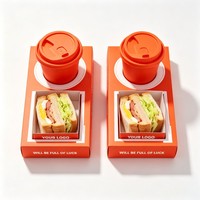 Boîte en papier de haute qualité pour Tiramisu, Donuts, Bagels, avec insert pour gobelet, support pour gobelet à café à emporter, emballage pour café à l'encre de soja, vente en gros