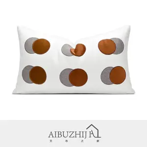AIBUZHIJIA – housse de coussin en lin et coton, style nordique moderne, Simple, léger et luxueux, en tissu rond brodé