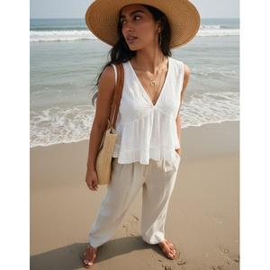 Vestido de Playa de Tela Fresca y Cómoda para Mujer, Estilo Casual, Ligero e Ideal para Clima Cálido - Product Image 1