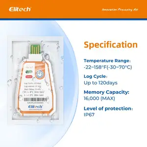 Elitech เครื่องบันทึกข้อมูล PDF เครื่องบันทึกอุณหภูมิแบบใช้แล้วทิ้ง RC-17