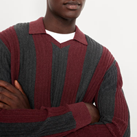 Pull-over tricoté élégant à rayures contrastées pour homme, idéal pour l'hiver, doux, chaud, décontracté, à manches longues, avec logo frontal, modèle ODM