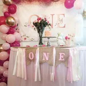 Vestido de mesa para bebês, saia de mesa para decoração de mesa de primeiro aniversário, cor azul rosa, para meninos e meninas, para festa de aniversário