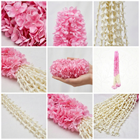 Karangan Bunga Buatan Tangan Warna Pink dengan Rumbai Putih, Hiasan Gantung Mala untuk Pernikahan, Festival, Kuil, Dekorasi Rumah