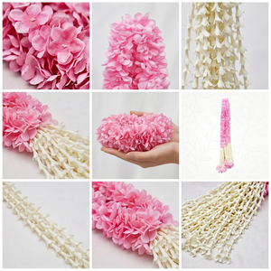 Guirnalda de Flores Rosadas Artificiales con Borlas Blancas, Decoración Colgante para Bodas, Festivales, Templos y Hogar - Product Image 6