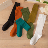 Vente en gros de chaussettes en coton pour mollet personnalisées Chaussettes demi-jambe de couleur unie Chaussettes de compression noires hautes jambes minces
