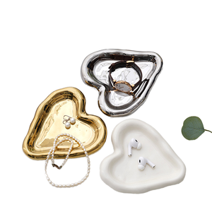 Bandeja de Cerámica Inspirada en el Art <span class=keywords><strong>Deco</strong></span>, con Forma de Corazón, para Joyas, Decoración del Hogar, Almacenamiento de Llaves, Accesorio para Fotos, Decoración Navideña - Product Image 1