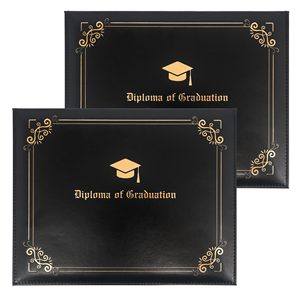 Oem Customized Logo <b>A4</b> Size PU <b>Leather</b> Diploma Certificate Holder Folded Graduation Black Padded Certificate Holder - Product Image 2