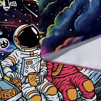 Personnalisé DIY Drôle Espace Astronaute Alien Imprimé Tenture Murale Tapisserie Techniques Tricotées pour Chambre d'Hommes