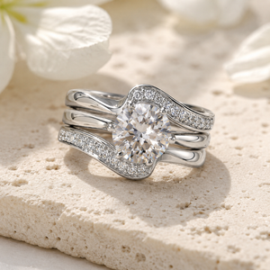 Elegante Set di Anelli con Zirconi per Donne, Gioielli alla Moda per Matrimonio, Proposta e Fidanzamento - Product Image 5