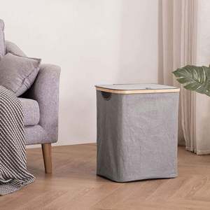 Panier à linge décoratif en bambou, panier à linge de 60 l avec couvercle, pour le rangement à domicile - Product Image 6