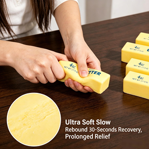Yellow Milk Print Butter <b>Block</b> Squishy Food Soft Model Gift Craft for Kids 5-7 Years Unisex Made of PU Material Square <b>Shape</b> - Product Image 3