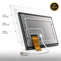 شاشة LCD مقاس 7 بوصات بدقة 1024×600 مع وحدة IPS وشاشة لمس USB، مقاس 275×195 ملم، زجاج غطاء كبير الحجم G+G، شاشة عرض مدمجة للتركيب في الأكشاك الذكية