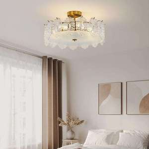Lámpara de techo LED de diseño contemporáneo nórdico OEM, cristal moderno superbrillante con base metálica para dormitorio de oficina en casa - Product Image 4