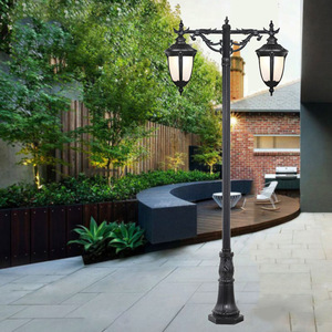 Outdoor Garden <b>Light</b> Post <b>LED</b> Iron Pole Glass Shade 2700K Warm White IP66 AC Powered <b>Motion</b> <b>Sensor</b> Dimmable 10-Year Warranty - Product Image 6
