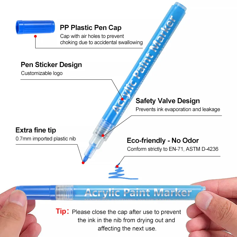 베스트 셀러 드로잉 낙서 아크릴 페인트 마커 펜 영구 잉크 컬러 마커 세트 아트 아크릴 마커 펜