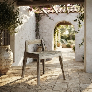 Chaise basse Blanca, chaise de salle à manger en bois massif tissé à la main, style antique, pour salon, café, meubles - Product Image 2