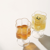Bloemvormige glazen dessertbekers, kristallen ijsbekers, geribbelde geplooide parfaitglazen, vintage glazen drinkbekers, 170ml-250ml