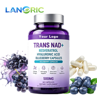 Complément alimentaire beauté pour la peau Lanoric OEM, vitamine Trans NAD+, resvératrol, acide hyaluronique, myrtille 500 mg, capsules antioxydantes