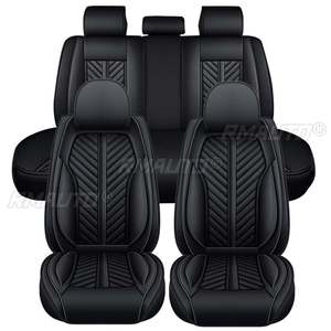 11 housses de siège complètes en cuir PU pour voiture, housses de siège avant et arrière 5D, coussin de siège imperméable, détachable, universel pour SUV, camion - Product Image 1