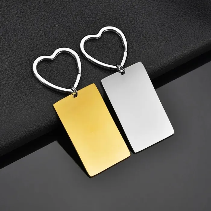 Chaveiro de metal personalizado, personalizado, mensagem, logotipo, gravado, 100% aço inoxidável, branco, chaveiro com formato de coração