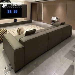 Italian Style <strong>Very</strong> Simple Tofu Block Wood <strong>Sofa</strong> Living Room Top Cowhide Movable One Seat <strong>Small</strong> Apartment Straight Row 2024 New - Product Image 4