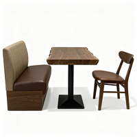 Mobilier de restaurant commercial : Table à manger en bois, banquette, canapé et chaise en cuir pour bistro, café, restaurant, bar