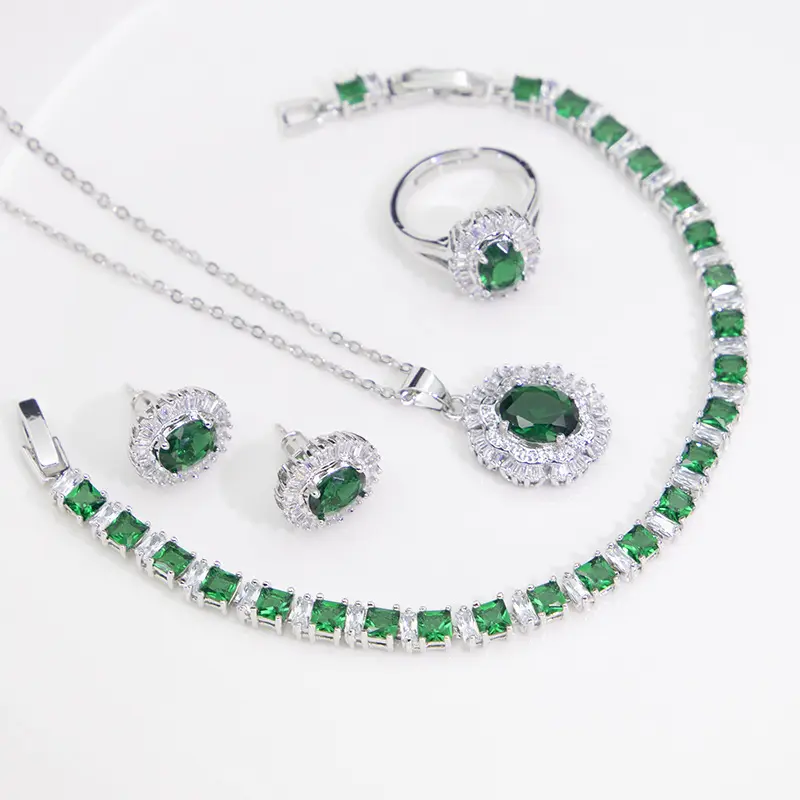 kaidimei Jewelry Plated Bridal Beads African Jewelry Set Fashionable Brazilian Women Bag Gift green crystal glass jewelry