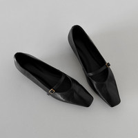 Nouveautés 2026 – Chaussures plates pour femme en cuir véritable de haute qualité, à bout carré, avec boucle à talon intégré, confortables, style scolaire