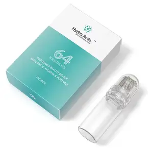 Rolo de agulha de titânio para cuidados com a pele, com pontas de 64 pinos, ácido hialurônico, anti-rugas, acne, redução de poros, rolo facial para apertar, hidratante