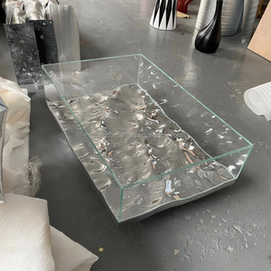 Moderno tavolino da caffè FRP con ripiano in vetro ispirato alla <span class=keywords><strong>montagna</strong></span> con superficie in vetro elegante Design di mobili interni - Product Image 3