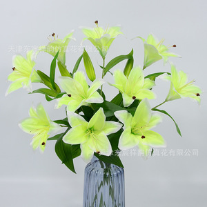 Fleurs artificielles en soie Dongchen Crafts, lys à 3 têtes, tige unique, blanches, pour décoration de maison et de mariage - Product Image 4
