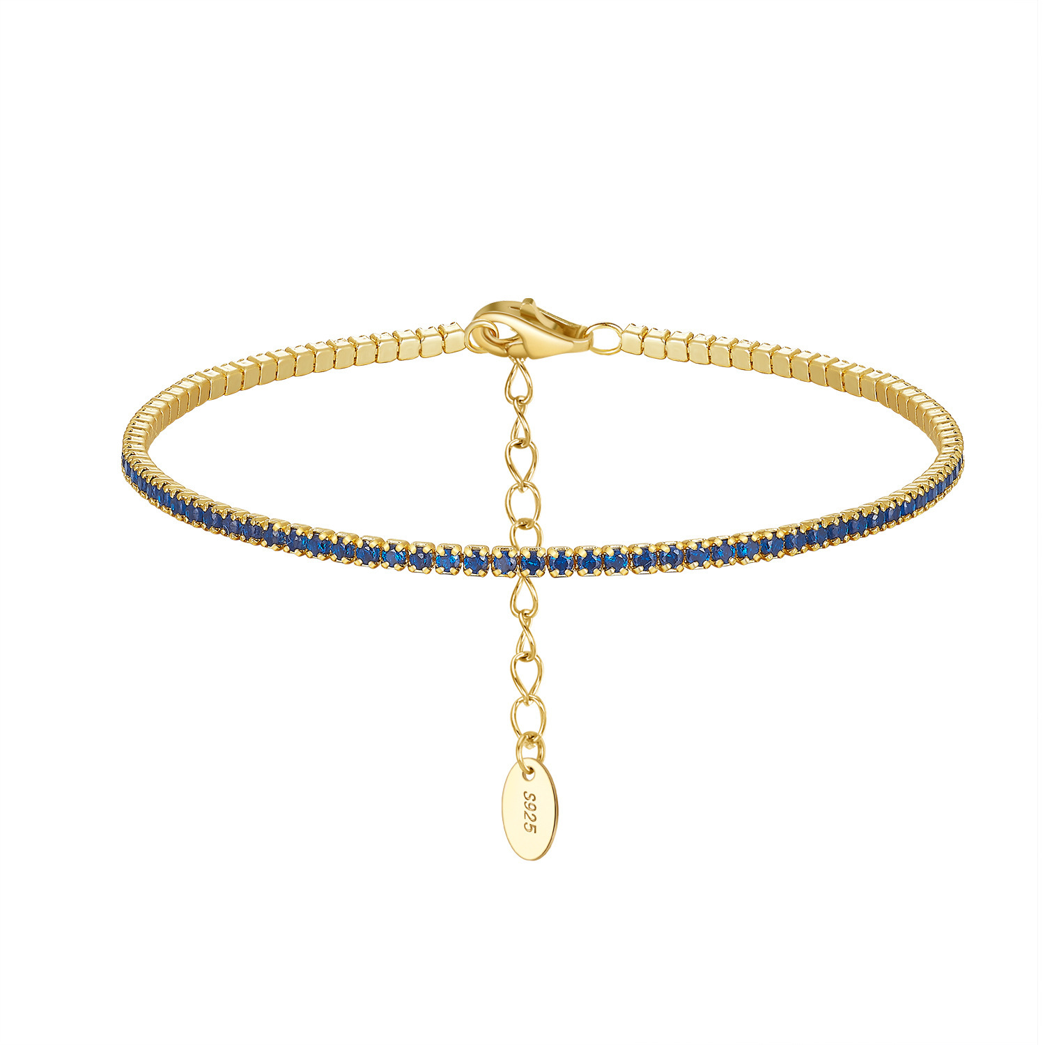 Electroplated 14k gold, 1.5mm blue zirconium 2.41g"