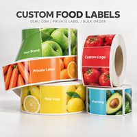 Étiquettes adhésives personnalisées imprimées pour aliments, impression couleur, découpe, finition brillante, étiquettes en rouleau pour emballage de produits