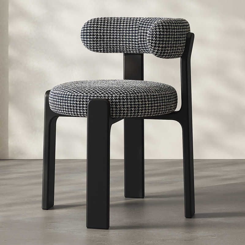 Black chenille black and white check