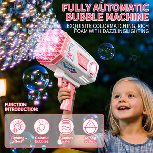 お子様向けギフト 電動 ビッグパーティー バブルマシーン 屋外用 125穴 プラスチック製 自動バブルシューターガン ライト付き 男の子向けおもちゃ - Product Image 5