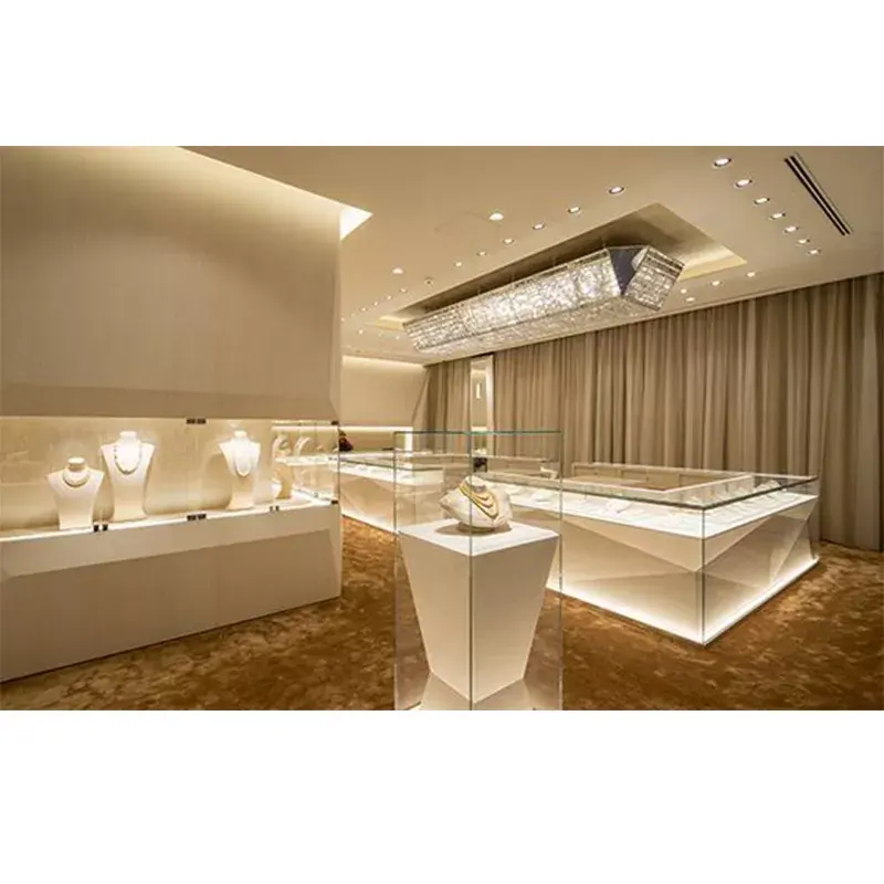 Mostrador de sala de exposición de Joyería Moderna hecho a medida LUX, armario de joyería de pie de acero inoxidable, escaparate de muebles de tienda